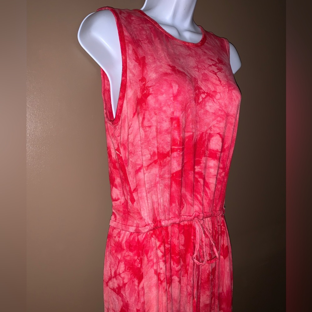 Calvin Klein dress T-shirt fabric size 10 medium large M/L tie waist red